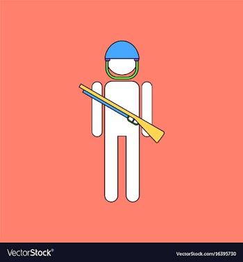 Flat icon design collection soldier with gun vector image