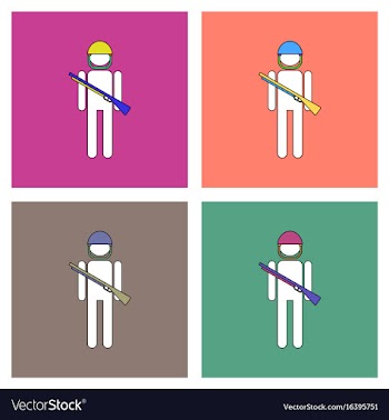 Flat icon design collection soldier with gun vector image