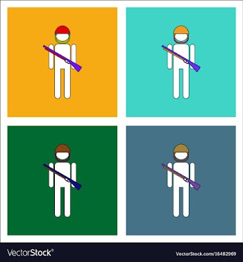Flat icon design collection soldier with gun vector image