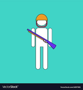 Flat icon design collection soldier with gun vector image