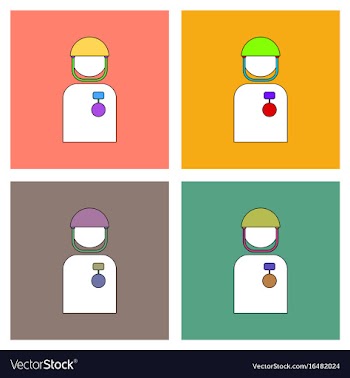 Flat icon design collection soldier with medal vector image