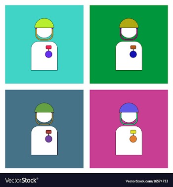 Flat icon design collection soldier with medal vector image