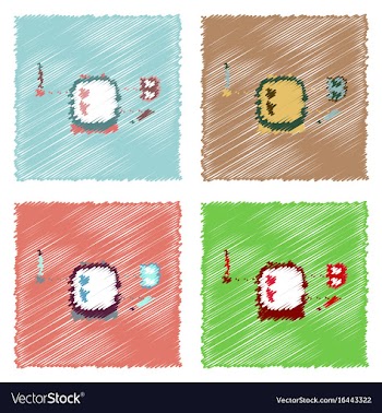 Flat icon design collection space equipment in vector image