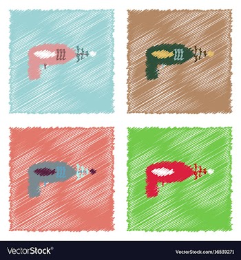 Flat icon design collection space gun in stroke vector image