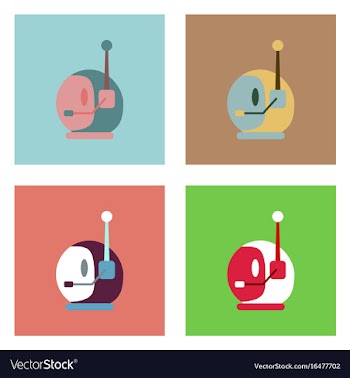 Flat icon design collection space helmet with vector image