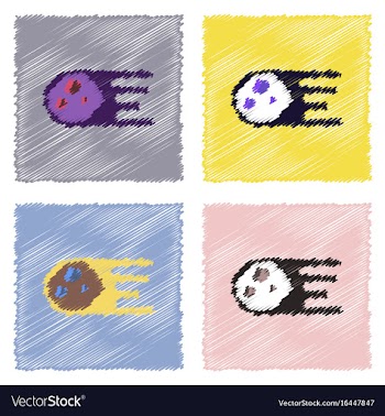 Flat icon design collection space meteorite in vector image