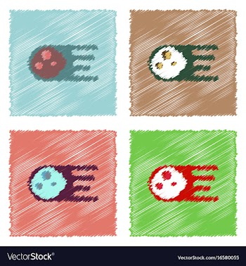 Flat icon design collection space meteorite in vector image