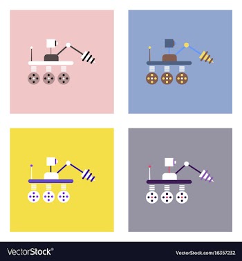 Flat icon design collection space robot vector image