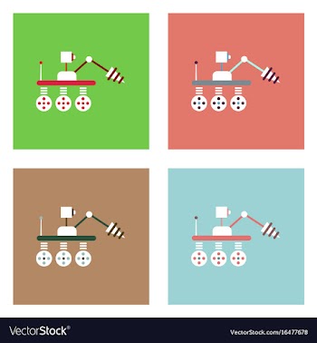 Flat icon design collection space robot vector image