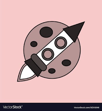 Flat icon design collection space rocket and moon vector image