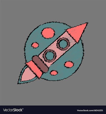 Flat icon design collection space rocket and moon vector image