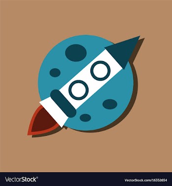 Flat icon design collection space rocket and moon vector image