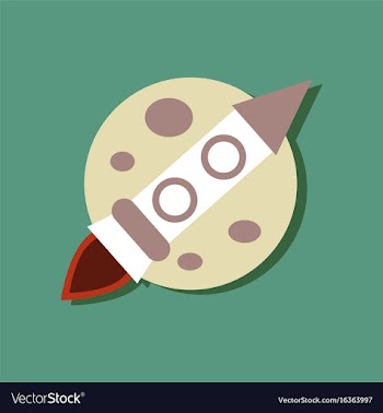 Flat icon design collection space rocket and moon vector image