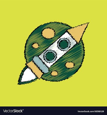 Flat icon design collection space rocket and moon vector image