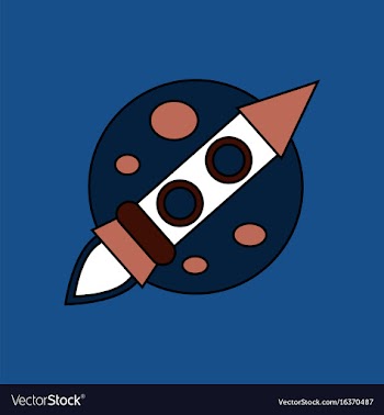 Flat icon design collection space rocket and moon vector image