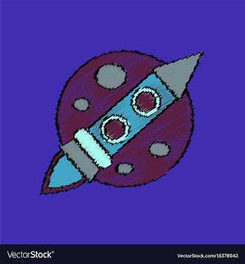 Flat icon design collection space rocket and moon vector image