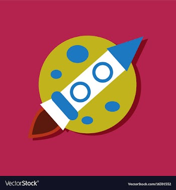 Flat icon design collection space rocket and moon vector image