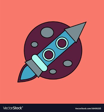 Flat icon design collection space rocket and moon vector image