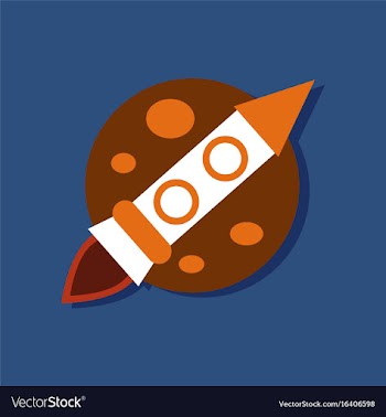 Flat icon design collection space rocket and moon vector image
