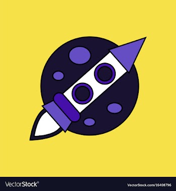 Flat icon design collection space rocket and moon vector image