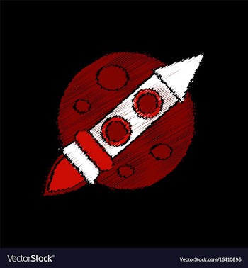 Flat icon design collection space rocket and moon vector image
