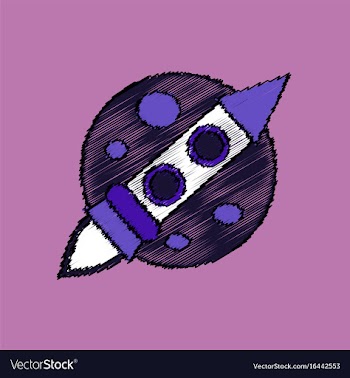 Flat icon design collection space rocket and moon vector image