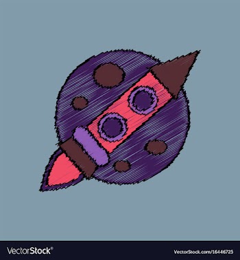 Flat icon design collection space rocket and moon vector image
