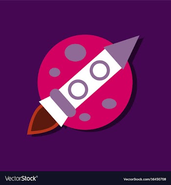 Flat icon design collection space rocket and moon vector image