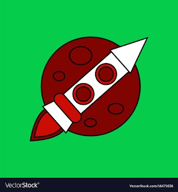 Flat icon design collection space rocket and moon vector image