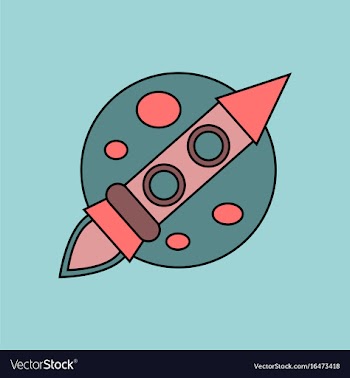 Flat icon design collection space rocket and moon vector image