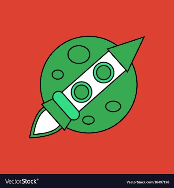 Flat icon design collection space rocket and moon vector image