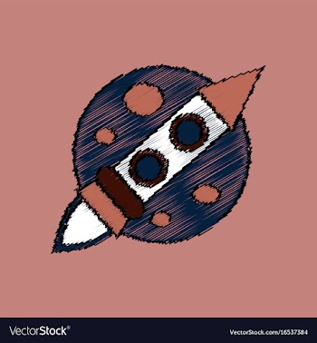 Flat icon design collection space rocket and moon vector image