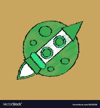 Flat icon design collection space rocket and moon vector image