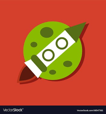 Flat icon design collection space rocket and moon vector image