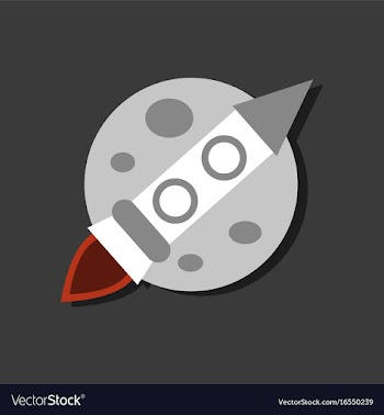 Flat icon design collection space rocket and moon vector image