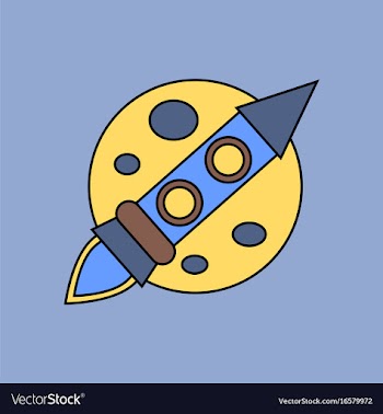 Flat icon design collection space rocket and moon vector image