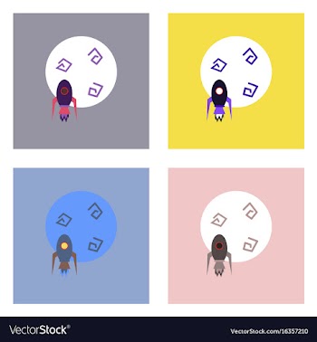 Flat icon design collection space rocket and vector image