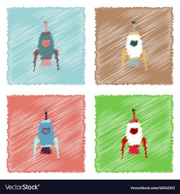 Flat icon design collection space rocket in vector image