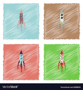 Flat icon design collection space rocket in vector image