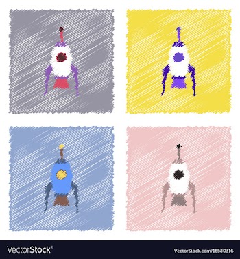 Flat icon design collection space rocket in vector image