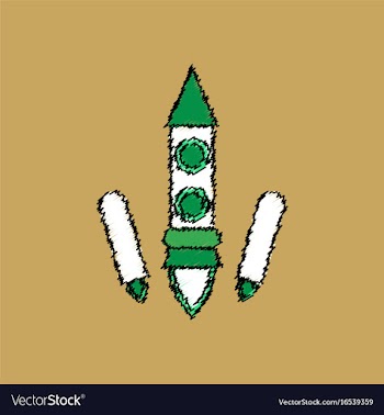 Flat icon design collection space rocket start in vector image
