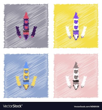 Flat icon design collection space rocket start in vector image