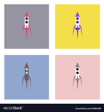 Flat icon design collection space rocket vector image