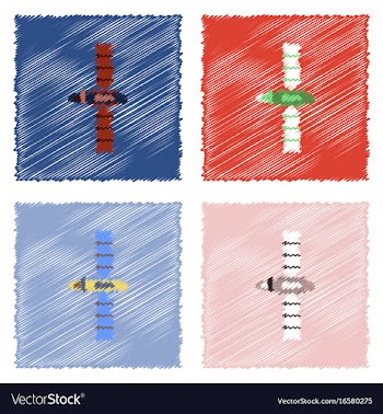 Flat icon design collection space satellite in vector image