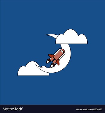 Flat icon design collection space shuttle and moon vector image
