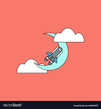 Flat icon design collection space shuttle and moon vector image