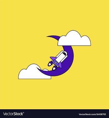 Flat icon design collection space shuttle and moon vector image