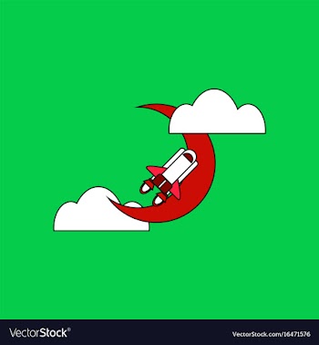 Flat icon design collection space shuttle and moon vector image