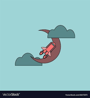 Flat icon design collection space shuttle and moon vector image