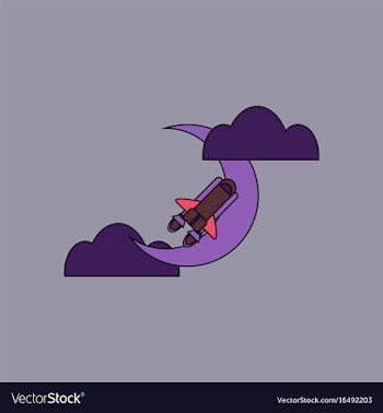 Flat icon design collection space shuttle and moon vector image